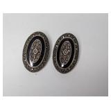 .925 Sterl Ornate Marcasite Clip On Earrings