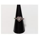 .925 Sterl Heart Ring w/ Diam Accents Sz 7