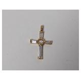 Vermeil/.925 Sterl CZ Stone Cross Pendant