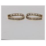 Vermeil/.925 Sterl Clear Stone Hoop Earrings