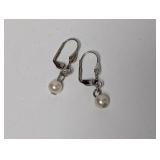 .925 Sterl Pearl Like Lever Back Earrings