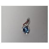 .925 Sterl Red, White, & Blue Stone Pendant