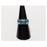 .925 Sterl Multi Stone Turquoise Accent Ring Sz 7