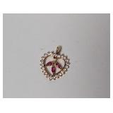Vermeil/.925 Sterl Red/CZ Stone Heart Pendant