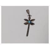 .925 Sterl Turquoise Flower Pendant