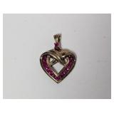 Vermeil/.925 Sterl Red Stone Cross Pendant