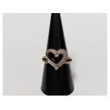 Vermeil/.925 Sterl Diam Heart Ring Sz 8