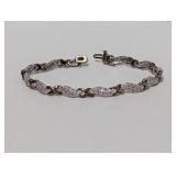 8" Vermeil/.925 Sterl Diam X Link Bracelet