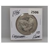 1985 1oz .999 Silv Engelhard Prospector Round