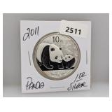 2011 1oz .999 Silv Panda 10 Yuan