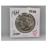 1924 90% Silv Peace $1 Dollar