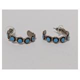 .925 Sterl Turquoise Hoop Earrings