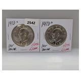 (2) 1973-S 40% Silv Ike $1 Dollars