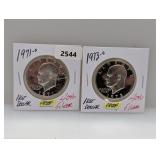 (2) Mixed Date 40% Silv PF Ike $1 Dollar