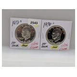 (2) Mixed Date 40% Silv PF Ike $1 Dollar