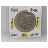 Rare 1921 90% Silv Peace $1 Dollar