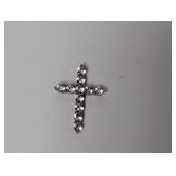 .925 Sterl Clear Stone Cross Pendant