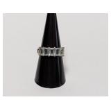 .925 Sterl Ring w/Emerald Cut Stones Sz 8