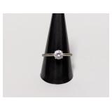 .925 Sterl Clear Stone Solitaire Ring Sz 11