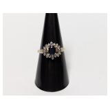 .925 Sterl Blue Oval Halo Ring Sz 8