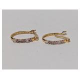 Vermeil/.925 Sterl Purple Stone&Diam Earrings