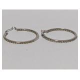 .925 Sterl Clear Stone Hoop Earrings