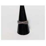 .925 Sterl Ring W/Diam & Purple Accents Sz 9.5