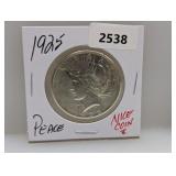 1925 90% Silv Peace $1 Dollar