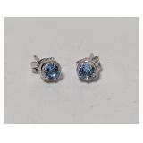 .925 Sterl Blue Stone Stud Earrings