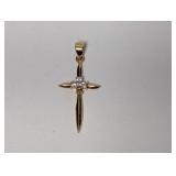 Vermeil/.925 Sterl Cross Pendant w/Clear Stones