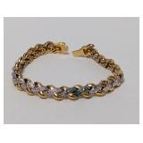 7.5" Vermeil/.925 Sterl Diam Braided Bracelet