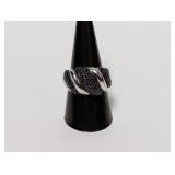 .925 Sterl Spiral Dark Stone Ring Sz 9