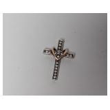14K/.925 Sterl Diam Cross Pendant