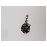 .925 Sterl Oval Dark Druzy Stone Pendant