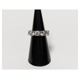 .925 Sterl Clear Stone Eternity Ring Sz 5