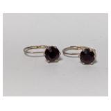 .925 Sterl Red Stone Lever Back Earrings