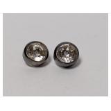.925 Sterl Round Clear Stone Stud Earrings