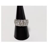 .925 Sterl Multi Row Clear Stone Ring Sz 8