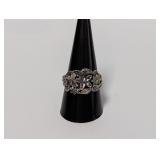 .925 Sterl Floral & Butterfly Theme Ring Sz 10