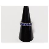 .925 Sterl Blue 5 Stone Ring Sz 7