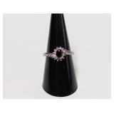 .925 Sterl Blue/Clear Stone Ring Sz 8