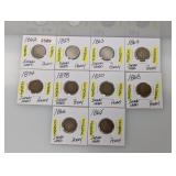 (10) Rare Mixed Date Indian Head Pennies