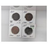 (4) Mixed Date Large One Cents