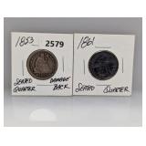 (2) 90% Silv Mixed Date Seated Quarters