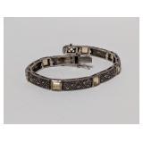 7" .925 Sterl Ornate Rectangular Link Bracelet
