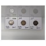 (3) Mixed Date Flying Eagle Pennies