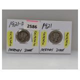 (2) Rare 90% Silv Mercury Dimes