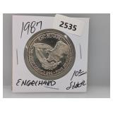 1987 1oz .999 Silv Engelhard Prospector Round