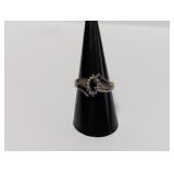 .925 Sterl Sapphire & Diam Cocktail Ring Sz 8.5