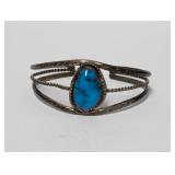 .925 Sterl Turquoise Cabochon Cuff Bracelet